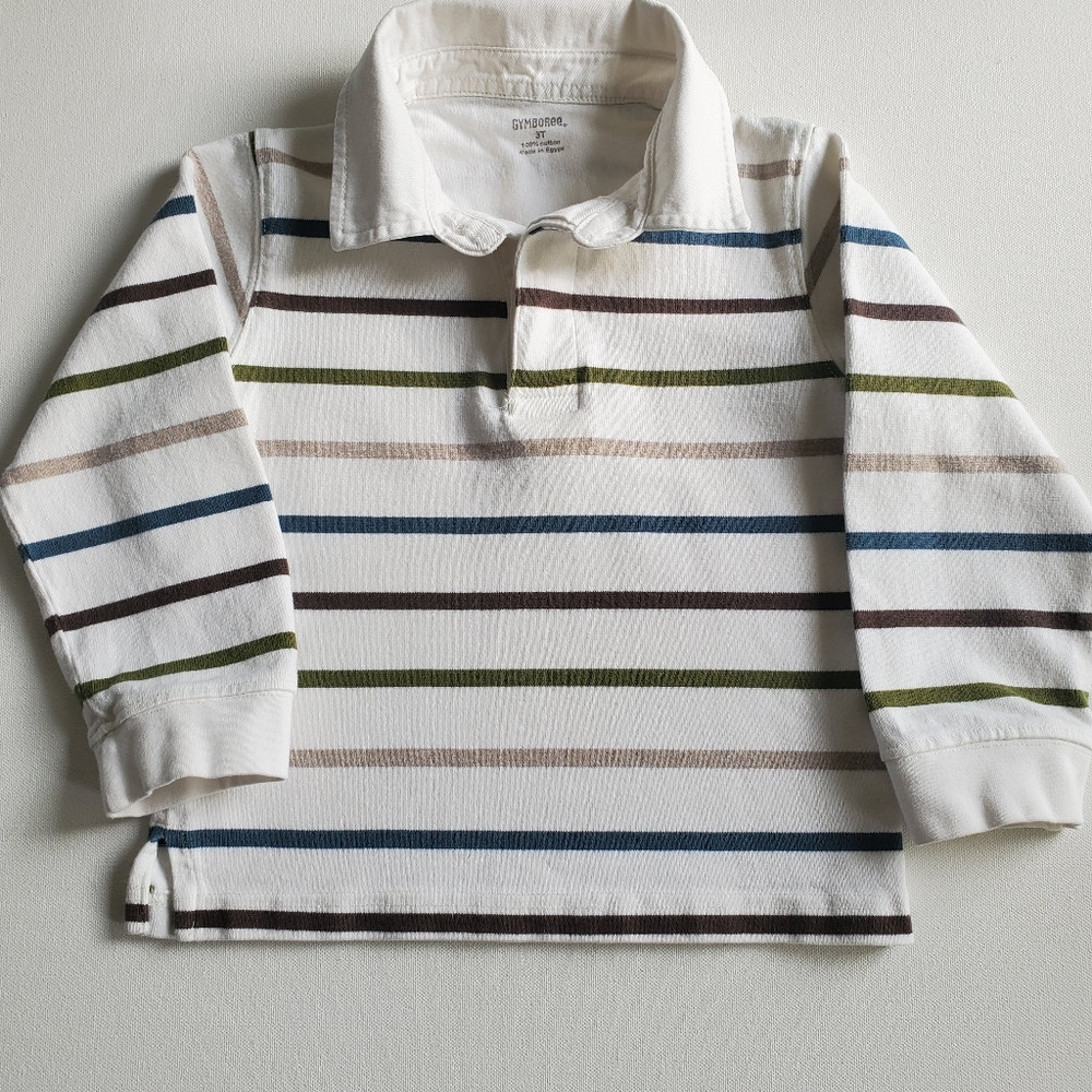 Gymboree striped Polo, size 3T, white